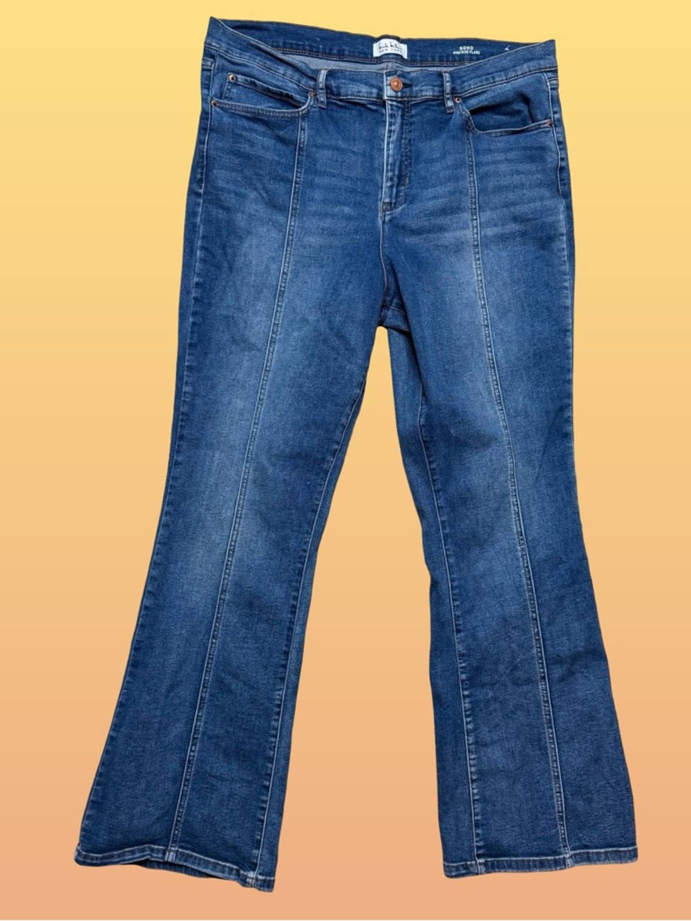Nicole Miller New York Soho High Rise Flare Jeans Medium Wash Size 14